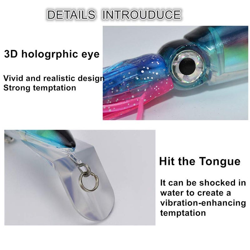 DAMIDEL 4 Pcs Large Simulation Squid Fishing Lures Bait Kit, Over 5.5 in/ 43g, 3D Holographic Eyesï¼ŒBuilt-in Multicolored Lead BlocksThrough Heavy Duty ï¼ŒStable and Tempting - Image 3